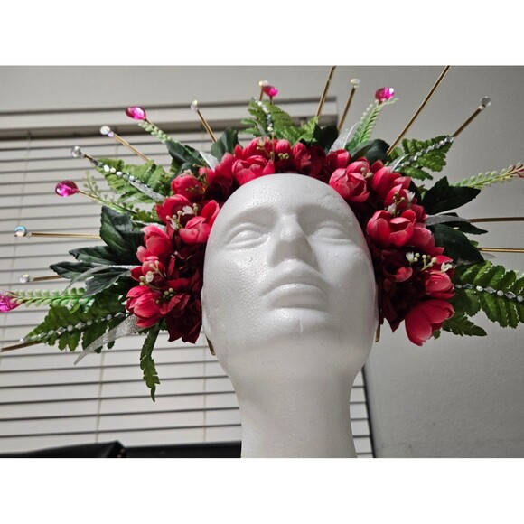 NEW Flower Halo Crown Fuchsia, Floral Headpiece, Handmade - Picture 2 of 10